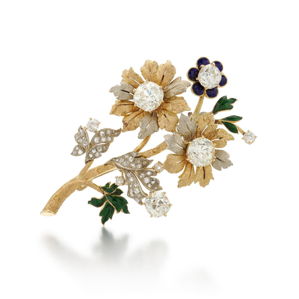 View full screen - View 1 of Lot 91. Enamel and diamnd brooch (Spilla in smalti e diamanti).