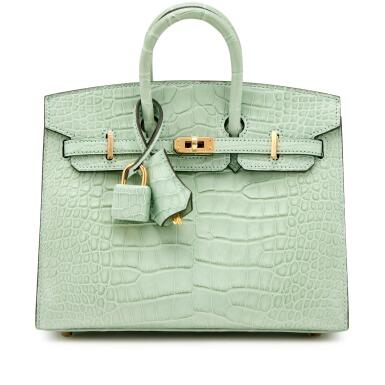 View full screen - View 1 of Lot 6. Limited Edition Vert D'eau Matte Alligator Birkin 20 Sellier Gold Hardware, 2023.