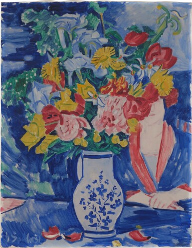 View full screen - View 1 of Lot 40. Still life of daffodils and tulips.