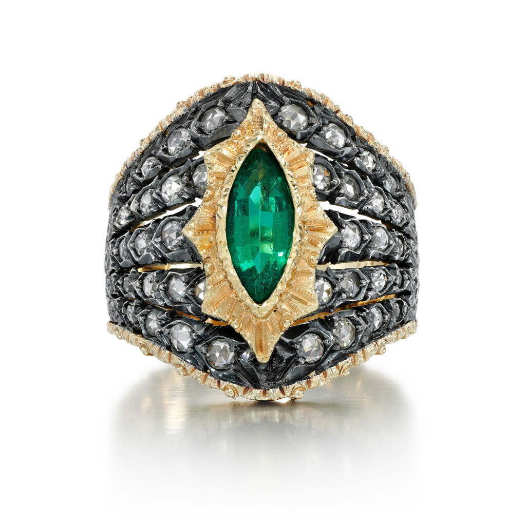 View full screen - View 1 of Lot 256. MARIO BUCCELLATI | EMERALD AND DIAMOND RING.