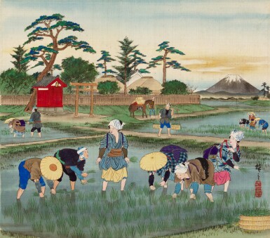 View full screen - View 1 of Lot 144. Utagawa Hiroshige III (1842-1894) | Scenes of Tokyo and views of Mount Fuji | Meiji period, late 19th century.