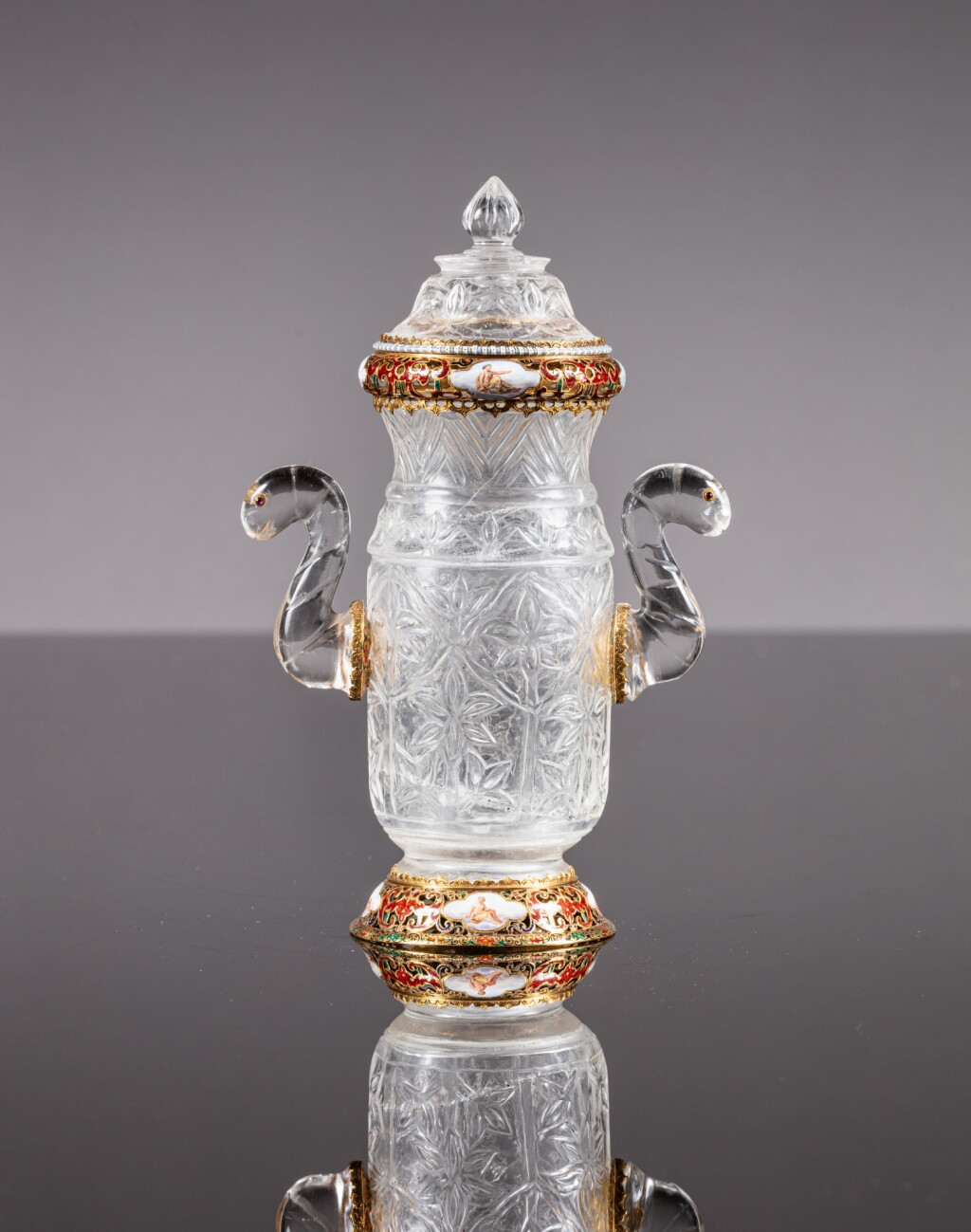 View full screen - View 1 of Lot 323. A rock crystal gold-mounted Bottle and cover, Late 19th century.