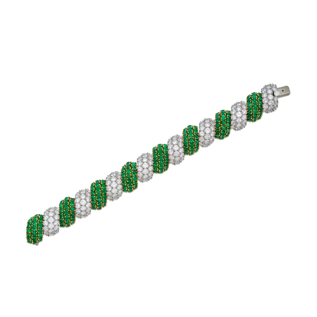 View full screen - View 1 of Lot 104. Emerald and Diamond Bracelet.