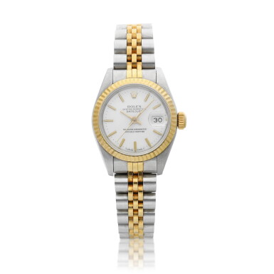 View full screen - View 1 of Lot 8028. DateJust, Reference 69173 | A yellow gold and stainless steel wristwatch with date and bracelet, Circa 1988 | 勞力士 | DateJust 型號69173 | 黃金及精鋼鏈帶腕錶,備日期顯示,約1988年製.