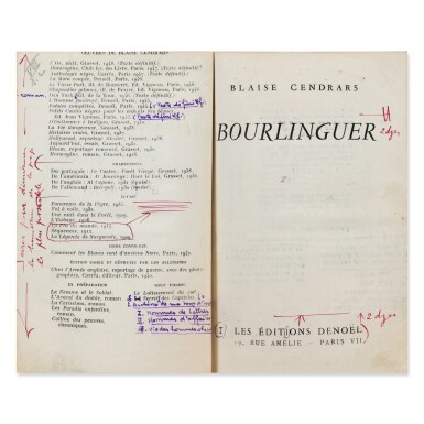 View full screen - View 1 of Lot 85. Bourlinguer. Paris, 1948. In-12. Demi-maroquin vert à coins. Epreuves corrigées de l'édition originale..