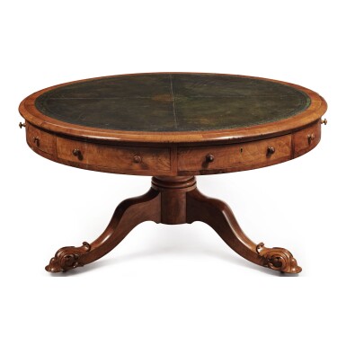 View full screen - View 1 of Lot 696. AN IRISH WALNUT LIBRARY TABLE, MID-19TH CENTURY.