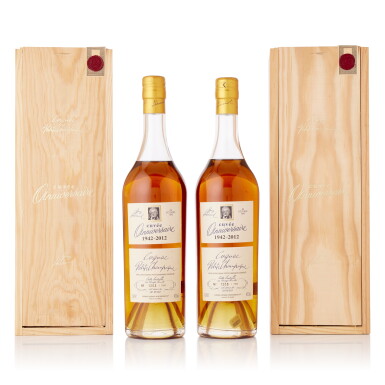 View full screen - View 1 of Lot 6785. Lheraud 70th Anniversary Petite Champagne Cognac 42.0 abv NV (2 BT70).