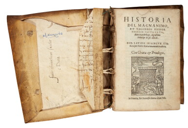 View full screen - View 1 of Lot 58. Barleti, Historia... Georgio Castrioto, detto Scanderbego, Venice, 1554, contemporary limp vellum.
