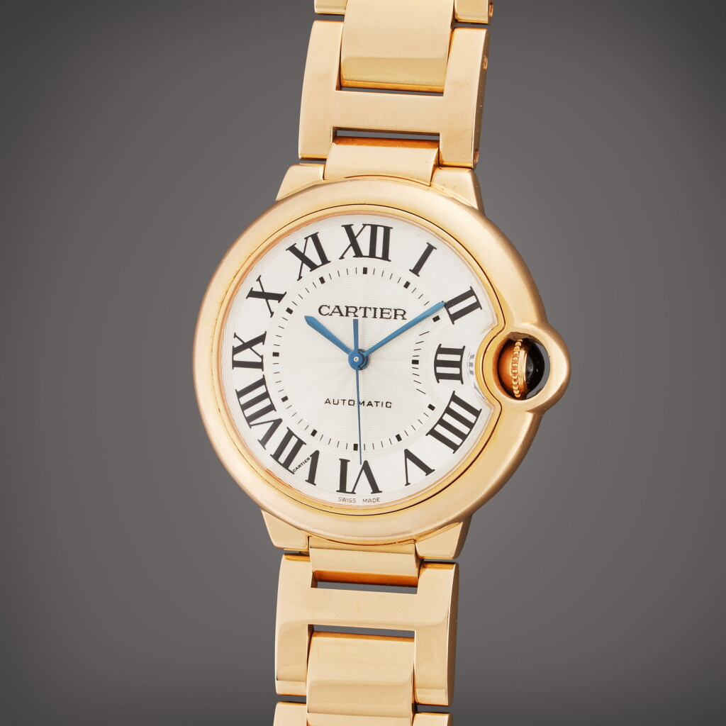 View full screen - View 1 of Lot 394. Reference 3003 Ballon Bleu | A pink gold automatic wristwatch with bracelet, Circa 2010.