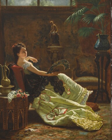 View full screen - View 1 of Lot 551. Lady with a fan.