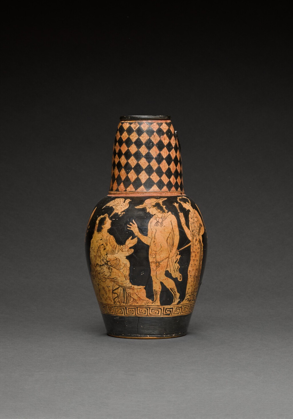 View full screen - View 1 of Lot 43. A Faliscan Red-figured Beaked Oinochoe, circa 425-400 B.C..