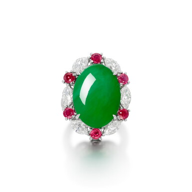 全萤幕检视 - 查看1756Jadeite, Ruby and Diamond Ring | 天然翡翠,紅寶石 配 鑽石 戒指的1