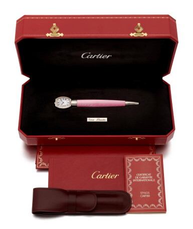 View full screen - View 1 of Lot 193. CARTIER | PEN WITH CLOCK, LIMITED EDITION (PENNA CON OROLOGIO, EDIZIONE LIMITATA).