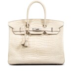 Béton Matte Porosus Crocodile Birkin 35 Palladium Hardware, 2016