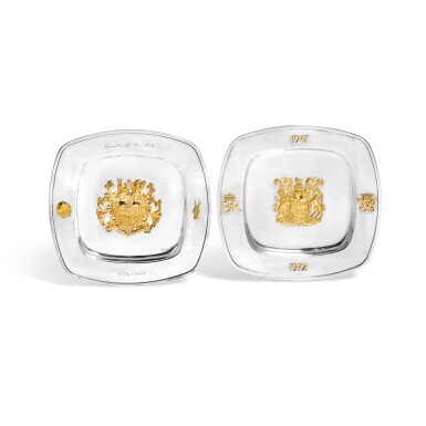 View full screen - View 1 of Lot 20. Two commemorative silver and silver-gilt dishes, Asprey, London, 1972/1974.