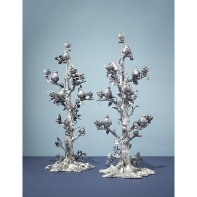 View full screen - View 1 of Lot 51. A PAIR OF ITALIAN SILVER EIGHT-LIGHT CANDELABRA, GIANMARIA BUCCELLATI, CIRCA 1975.