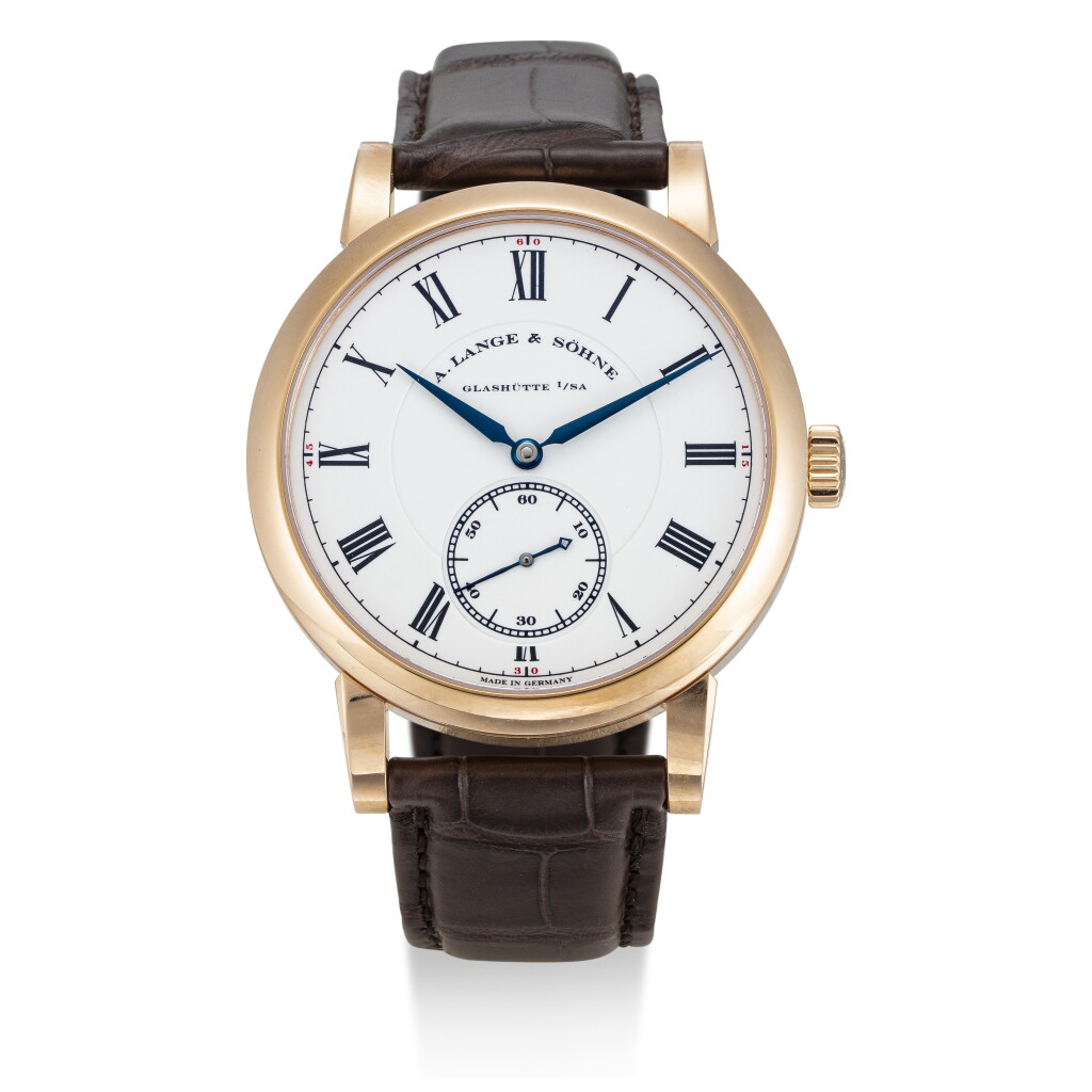 View full screen - View 1 of Lot 56. A. LANGE & SÖHNE | RICHARD LANGE POUR LE MÉRITE, REFERENCE 260.032, A BRAND NEW LIMITED EDITION PINK GOLD WRISTWATCH WITH FUSÉE AND CHAIN, HACKING FEATURE AND ENAMEL DIAL, CIRCA 2010.