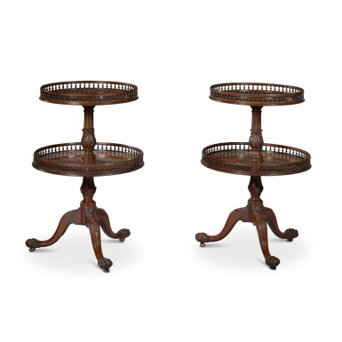View full screen - View 1 of Lot 1065. A Pair of George II Carved Mahogany Dumbwaiters, Circa 1760.