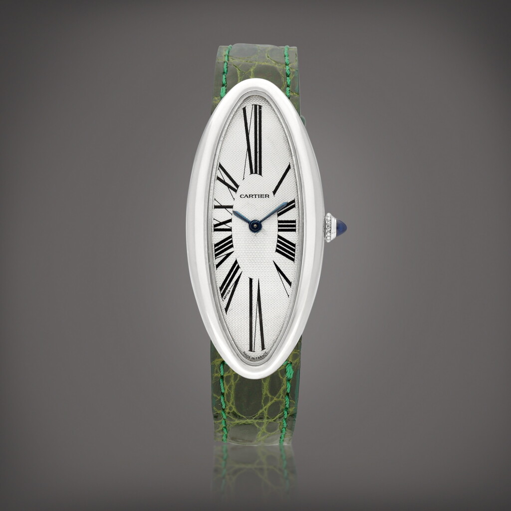 View full screen - View 1 of Lot 2208. Baignoire Allongée, Reference 2514 | A white gold wristwatch, Circa 2005 | 卡地亞 | Baignoire Allongée 型號2514 | 白金腕錶,約2005年製.