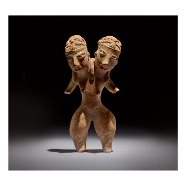 View full screen - View 1 of Lot 145. TLATILCO TWO-HEADED FEMALE FIGURE, TYPE D1 EARLY PRECLASSIC, CIRCA 1200-900 BC.