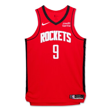 View full screen - View 1 of Lot 103. Dillon Brooks Houston Rockets 2023-2024 Kia NBa Tip-Off Game Worn Icon Edition Jersey | Matched to 2 Games.
