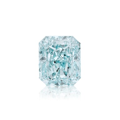 View full screen - View 1 of Lot 52. A Rare Fancy Intense Blue-Green Diamond.