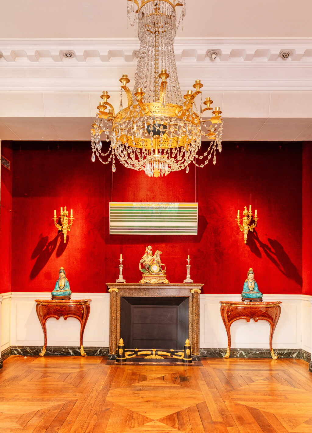 View full screen - View 1 of Lot 37. A matched pair of Italian gilt-bronze and gilt-brass mounted kingwood and amaranth veneered console tables, probably Sicily, mid-18th century .