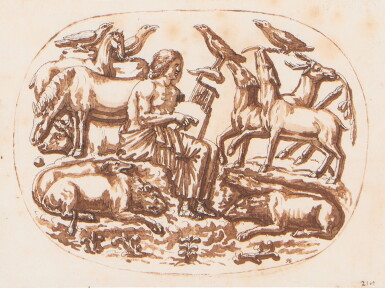 View full screen - View 1 of Lot 126. Orpheus charming the Animals, after the Antique.