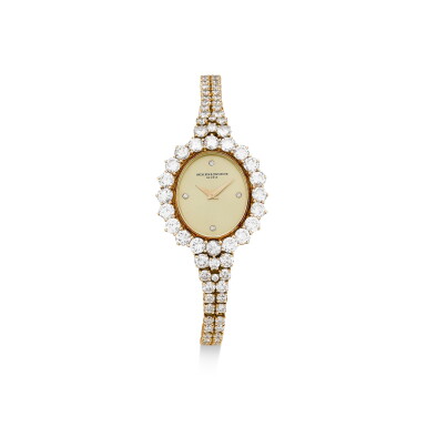 View full screen - View 1 of Lot 8139. VACHERON CONSTANTIN | A YELLOW GOLD AND DIAMOND-SET BRACELET WATCH, CIRCA 1980.
