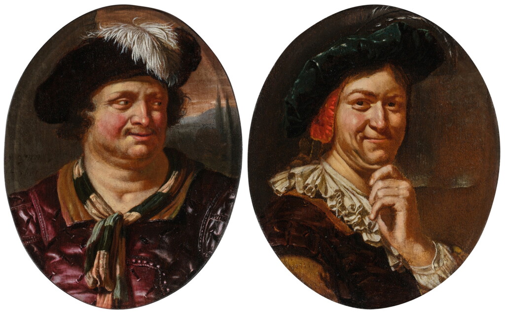 View full screen - View 1 of Lot 310. Portrait of a Man with a Feathered Hat; Portrait of a Man with a Green Beret.