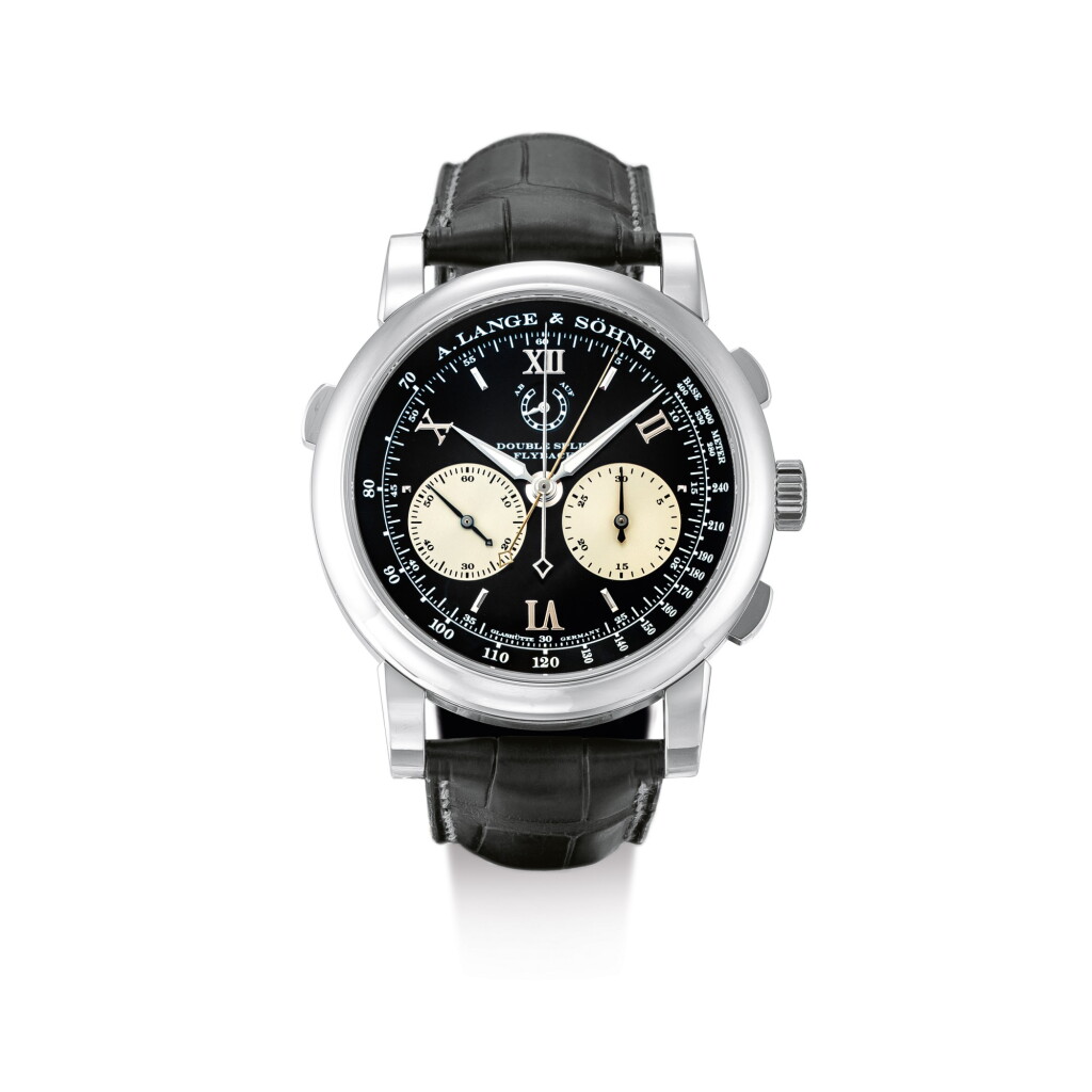 View full screen - View 1 of Lot 2067. A. LANGE & SÖHNE | SAXONIA DOUBLE SPLIT DATOGRAPH, REFERENCE 404.035F, A PLATINUM DOUBLE SPLIT CHRONOGRAPH WRISTWATCH WITH POWER RESERVE INDICATION AND HACKING DEAD SECONDS, CIRCA 2009 | 朗格 | "Saxonia Double Split Datograph 型號404.035F 鉑金雙追針計時腕錶,備動力儲備顯示,機芯編號47348,錶殼編號154626,約2009年製".