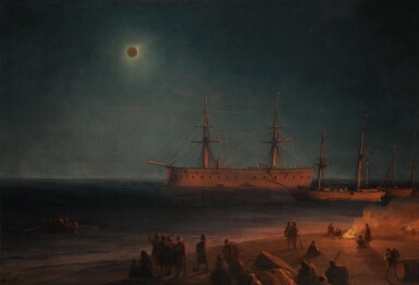 View full screen - View 1 of Lot 30. IVAN KONSTANTINOVICH AIVAZOVSKY | SOLAR ECLIPSE IN FEODOSIA.