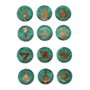 View full screen - View 1 of Lot 115. Piero Fornasetti, Set of Twelve "Stoviglie" Plates.