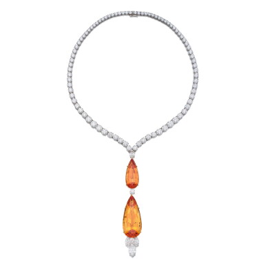 View full screen - View 1 of Lot 69. An Attractive Topaz and Diamond 'Royal Gardens' Pendant-Necklace.