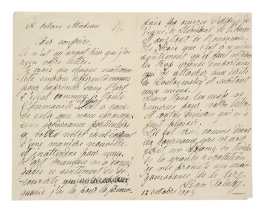 View full screen - View 1 of Lot 168. Tolstoy, Leo | A significant letter connecting two titans of their time.