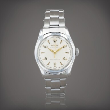 View full screen - View 1 of Lot 666. Oyster Royal, reference 6144 Montre bracelet en acier | Stainless steel wristwatch with bracelet Vers 1952 | Circa 1952.