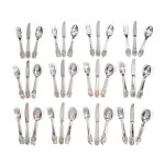 Hans Christian Andersen Fairy Tales | A set of twelve Danish silver children's knives, forks and spoons, majority Hellerup Sølvsmedie, Copenhagen, 1948-1960