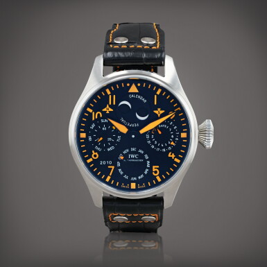 View full screen - View 1 of Lot 694. Big Pilot, limited edition, reference 502618 Montre bracelet quantième perpétuel en acier avec phases de lune | Stainless steel perpetual calendar wristwatch with moon phases Vers 2010 | Circa 2010.