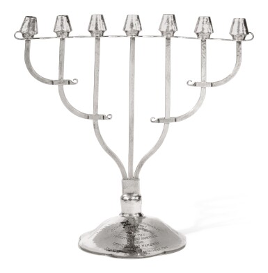 View full screen - View 1 of Lot 134. AN AMERICAN SILVER ARTS AND CRAFTS SEVEN-LIGHT MENORAH, TRESSEL CO., CINCINNATI, OH, MID 20TH CENTURY.