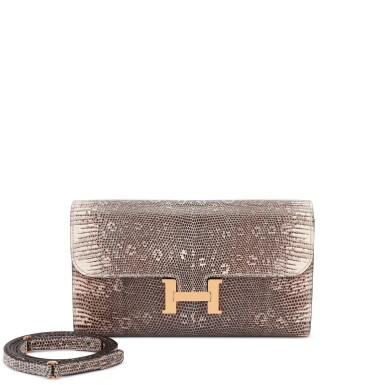 View full screen - View 1 of Lot 636. Ombré Shiny Salvator Lizard Constance-To-Go Wallet Gold Hardware, 2023.