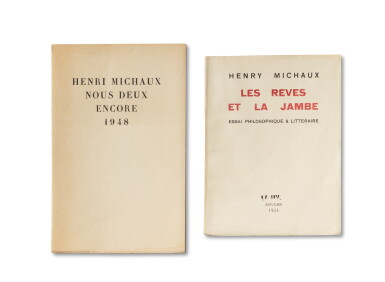 View full screen - View 1 of Lot 200. Nous deux encore. Paris, J. Lambert & Cie, 1948. Édition originale. Envoi à Mme Barbara Church. Est joint un exemplaire de "Les Rêves et la Jambe", ouvrage renié par son auteur..