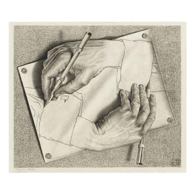 View full screen - View 1 of Lot 88. M. C. ESCHER | DRAWING HANDS (B./K./L./W. 355).