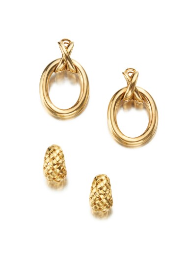 View full screen - View 1 of Lot 178. Two Pairs of Gold Earclips.