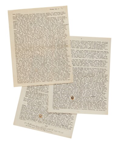 View full screen - View 1 of Lot 41. Kerouac, Jack | Typed letter to Allen Ginsberg, a blunt letter addressing a rift in their friendship.