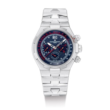View full screen - View 1 of Lot 2168. VACHERON CONSTANTIN | OVERSEAS, REFERENCE 49150/B01M-9251, A LIMITED EDITION TITANIUM AND STAINLESS STEEL CHRONOGRAPH BRACELET WATCH WITH CARBON FIBER DIAL AND DATE, MADE IN COLLABORATION WITH JAPANESE CAR MAGAZINE 'ENGINE', CIRCA 2007 | 江詩丹頓 | "Overseas 型號49150/B01M-9251 限量版鈦金屬精鋼計時鏈帶腕錶,備炭纖維錶盤及日期顯示,為日本汽車雜誌""Engine""合製,錶殼編號1132473 ,約2007年製".