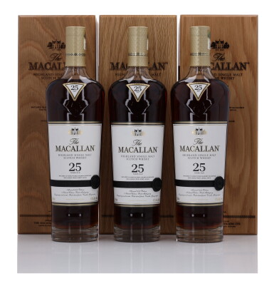 View full screen - View 1 of Lot 40. The Macallan 25 Year Old Sherry Oak 43.0 abv NV (3 Bottles 75cl).