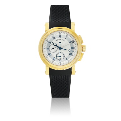 View full screen - View 1 of Lot 21. BREGUET | REF 5827 MARINE, A YELLOW GOLD AUTOMATIC FLY BACK CHRONOGRAPH WRISTWATCH WITH DATE CIRCA 2010.