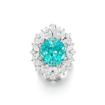 Paraiba-Type Tourmaline and Diamond Ring | 13.39克拉 「莫桑比克」帕拉伊巴碧璽 配 鑽石 戒指
