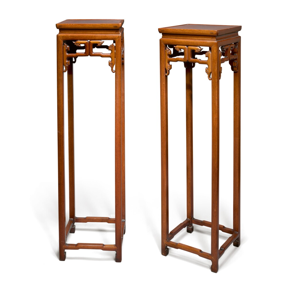 View full screen - View 1 of Lot 867. A PAIR OF HARDWOOD PEDESTALS, 19TH / 20TH CENTURY.