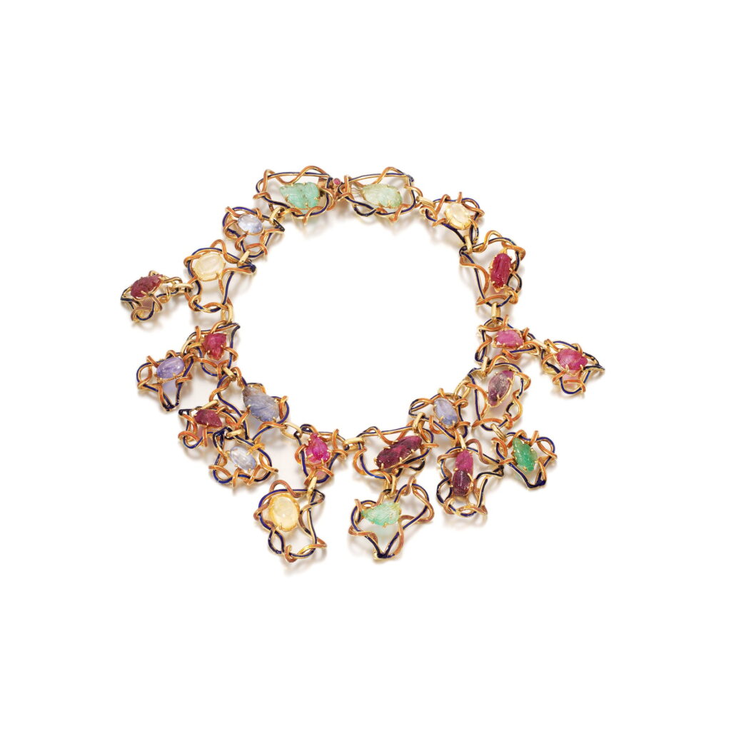 View full screen - View 1 of Lot 1108. Gem set and enamel necklace, 1940s.